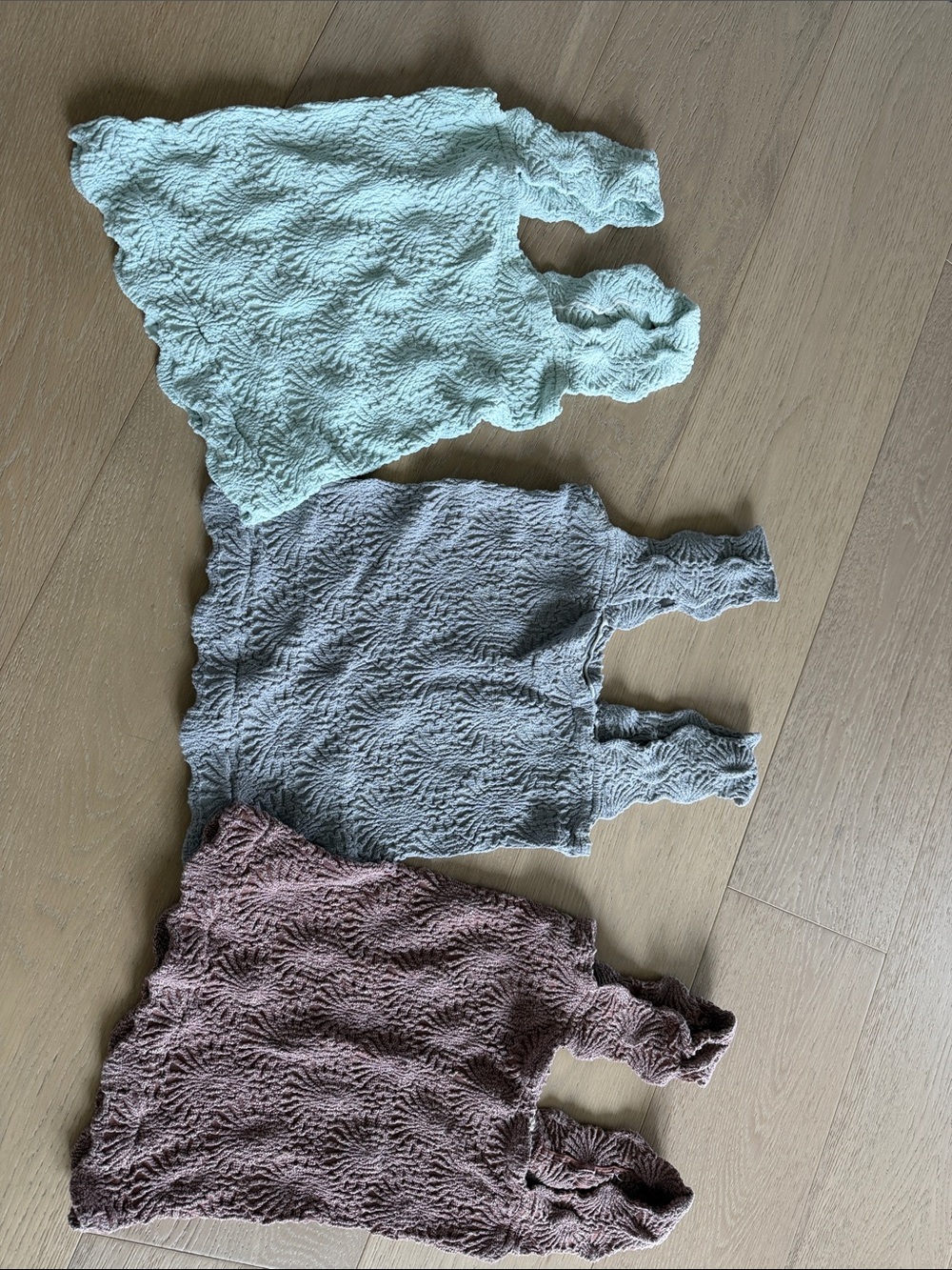 Free People Love Letter Textured Tank Tops - Set of 3 (Mint, Gray, Mauve). XS/S